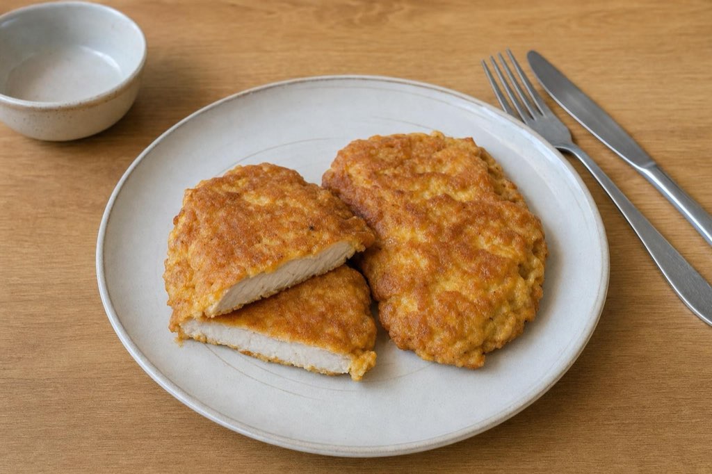 Putenschnitzel im Käseteig aus der Pfanne