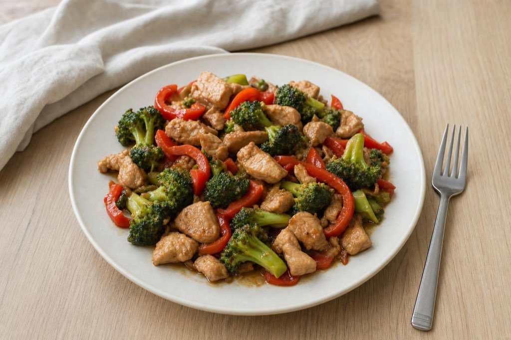 Turkey and broccoli stir-fry with soy sauce