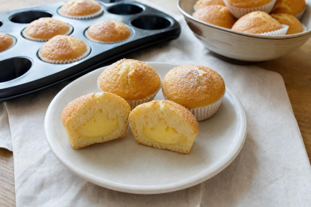 Muffiny plnené vanilkovým pudingom