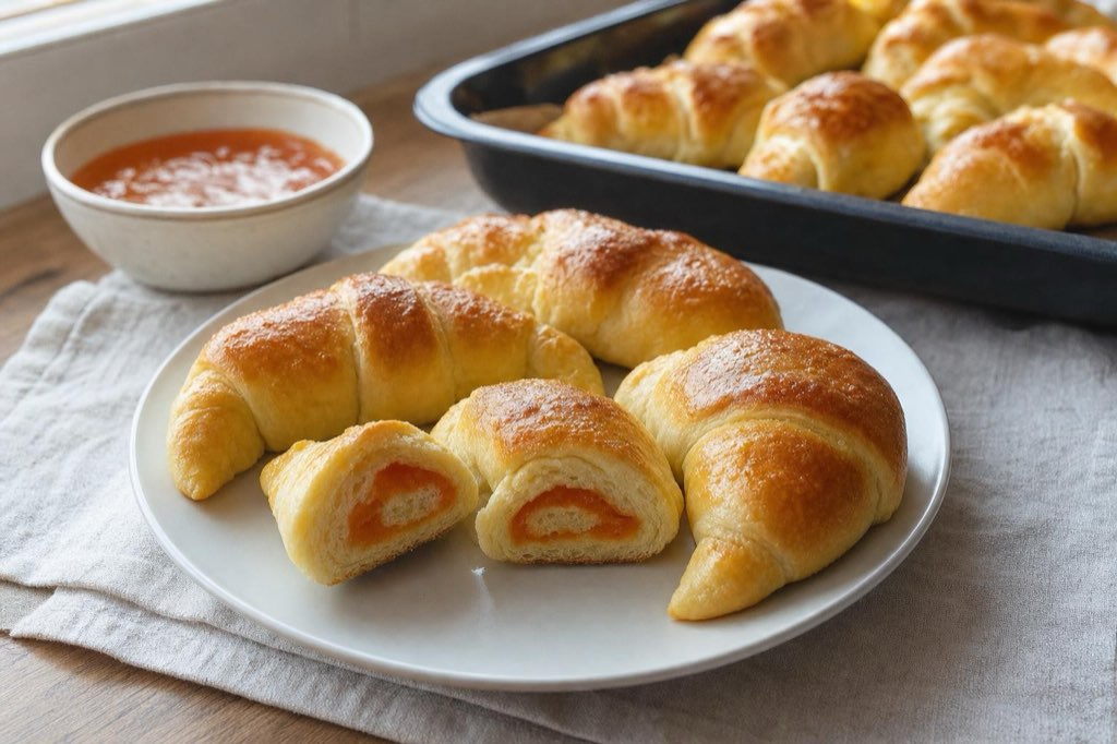 Nadýchané maslové rožteky s marhuľovou marmeládou