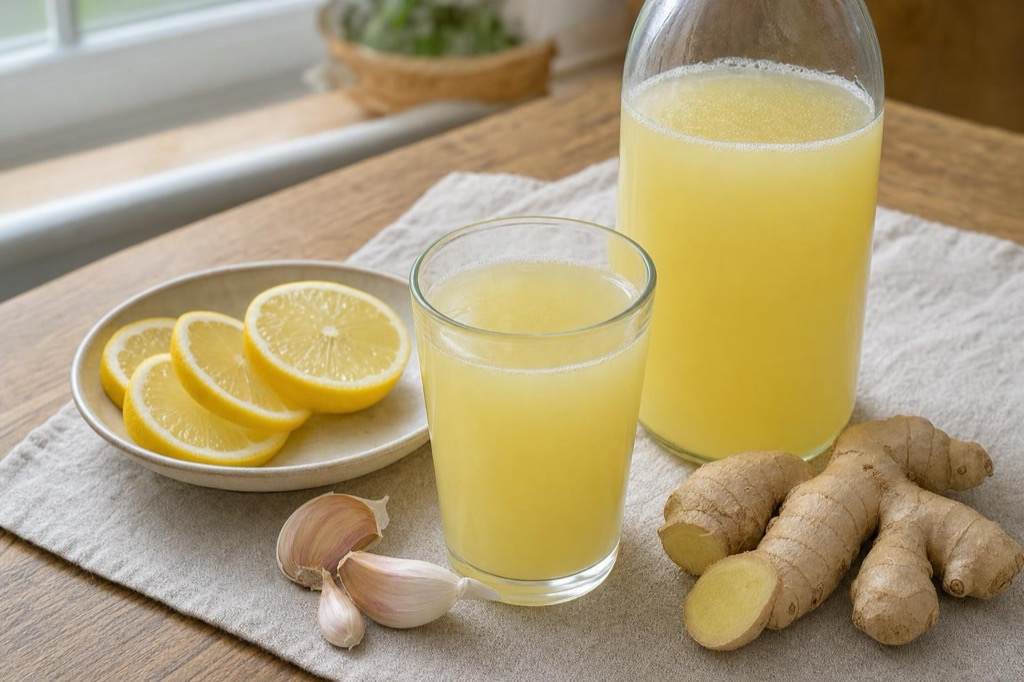 Nápoj zo zázvoru, citróna a cesnaku – tradičný recept