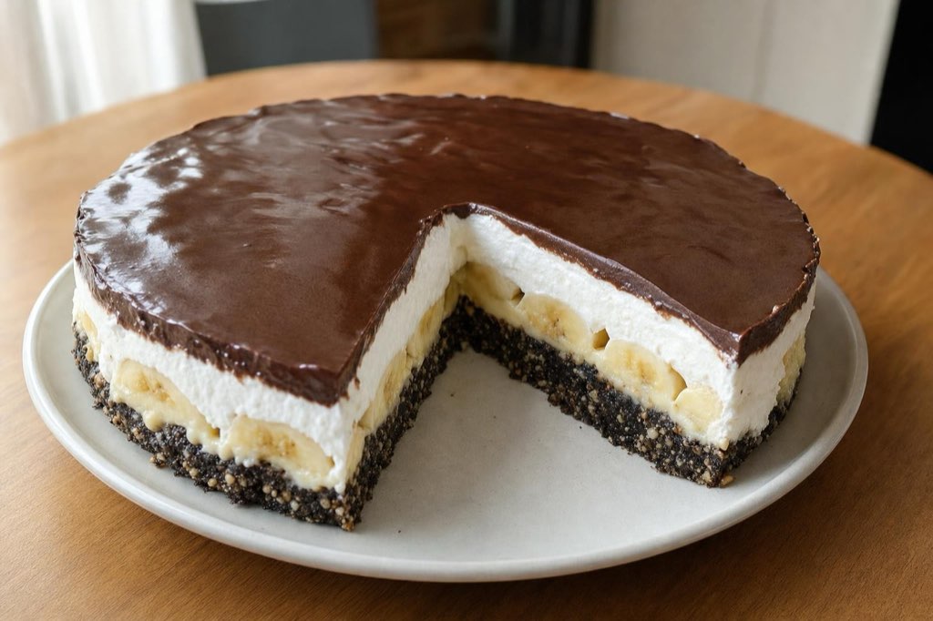 Nepečená banánová torta s Oreo sušienkami a šľahačkou
