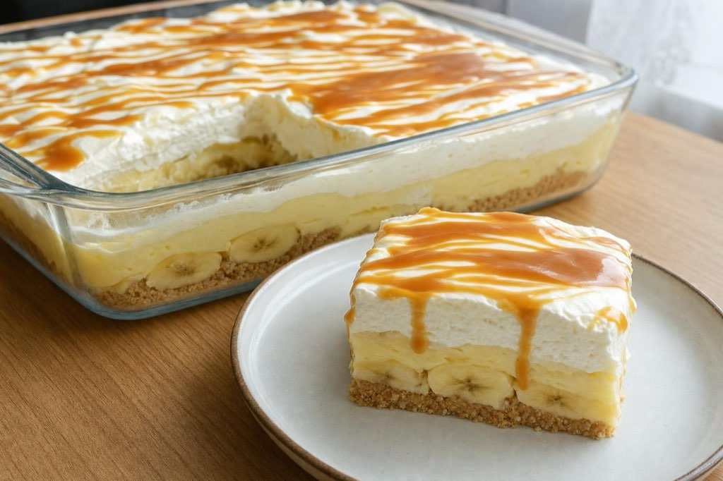 Nepečený banánový koláč s mascarpone a karamelom