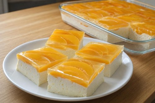 Egg-free no-bake peach quark cheesecake