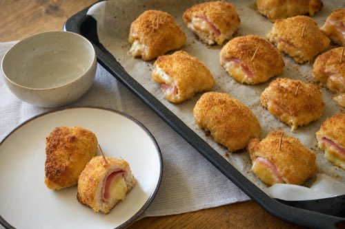 Nugetky cordon bleu z kuracích pŕs pečené v rúre