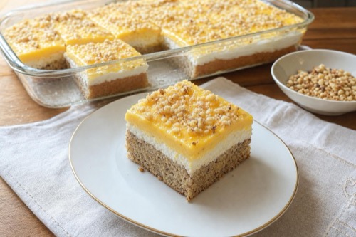 Orechová torta s tvarohovým krémom a pudingom z Fanty