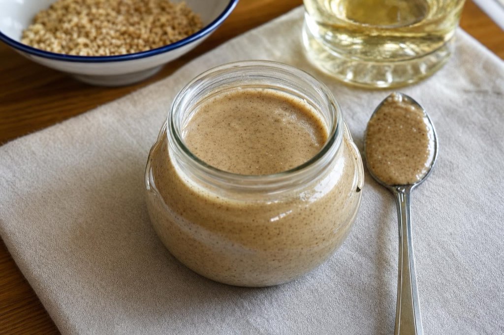 Homemade walnut butter in a blender