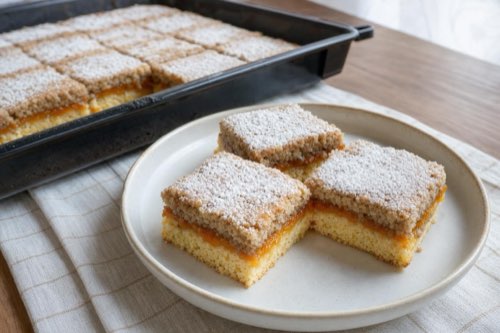 Orechové rezy s marhuľovým džemom a kyslou smotanou