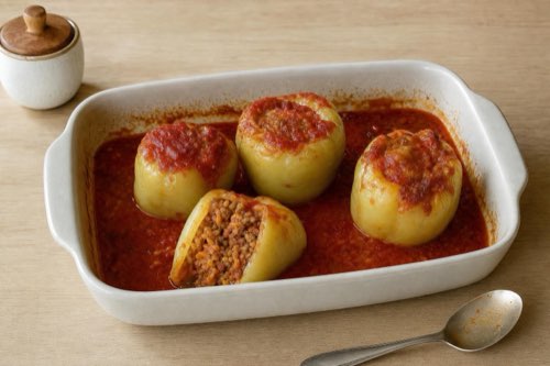 Bell peppers stuffed with beef and bulgur