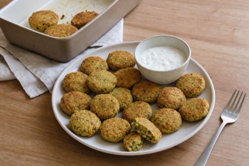 Oven-baked falafel-style chickpea patties