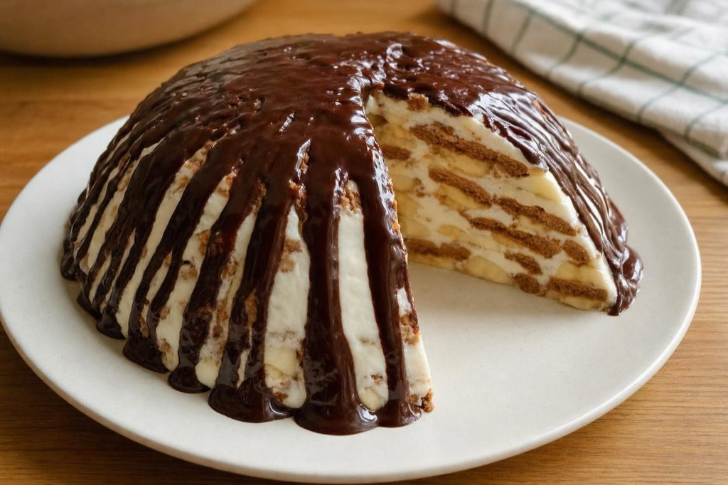 Perníková torta s banánom a kyslou smotanou – bez pečenia