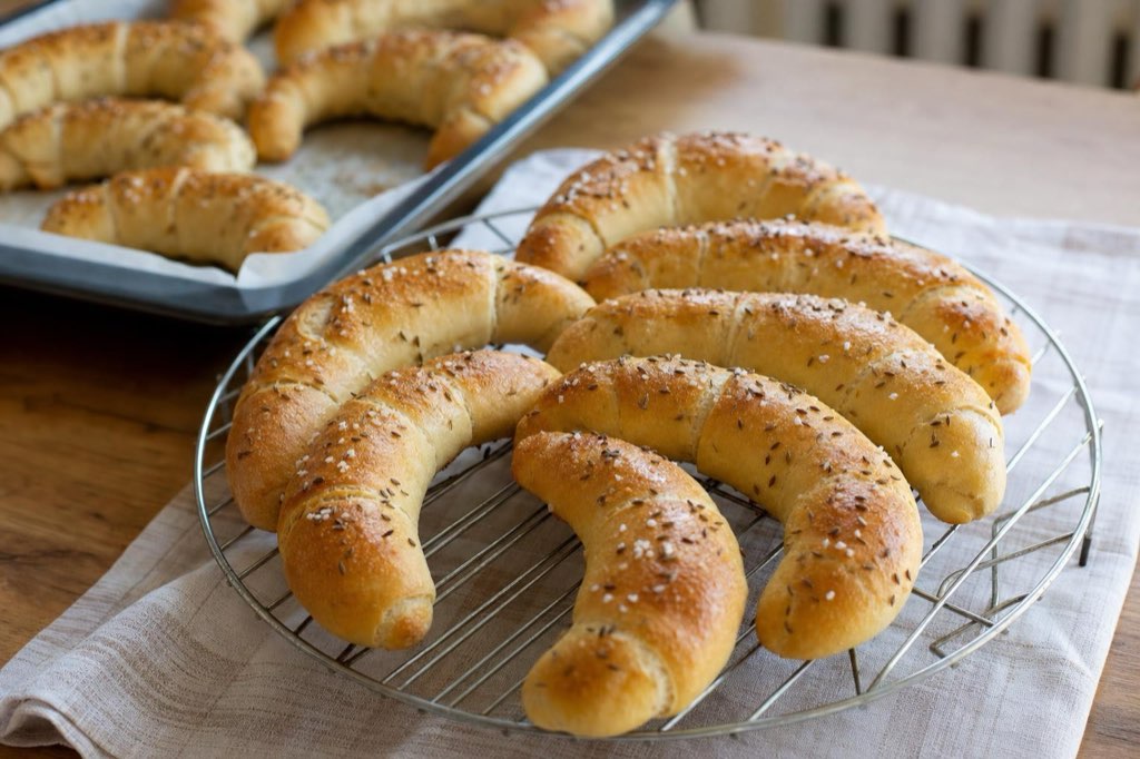 Rožky: Slovak beer rolls with lard and caraway