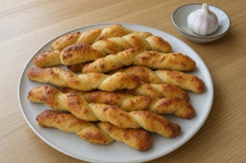 Garlic pizza dough breadstick twists