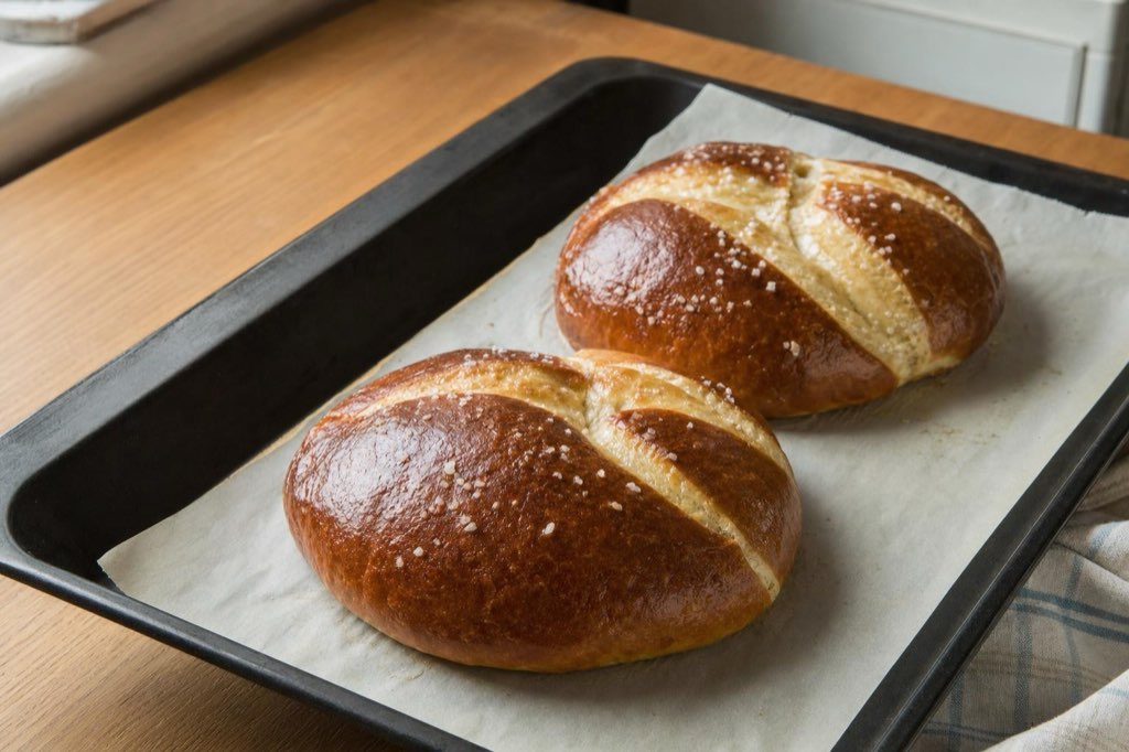 Homemade pretzel bread with sea salt
