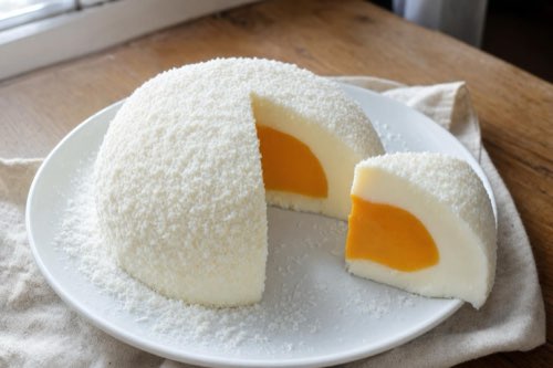 No-bake orange and coconut ostrich egg dessert