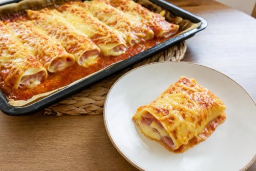 Rolované lasagne so šunkou, syrom a majonézou