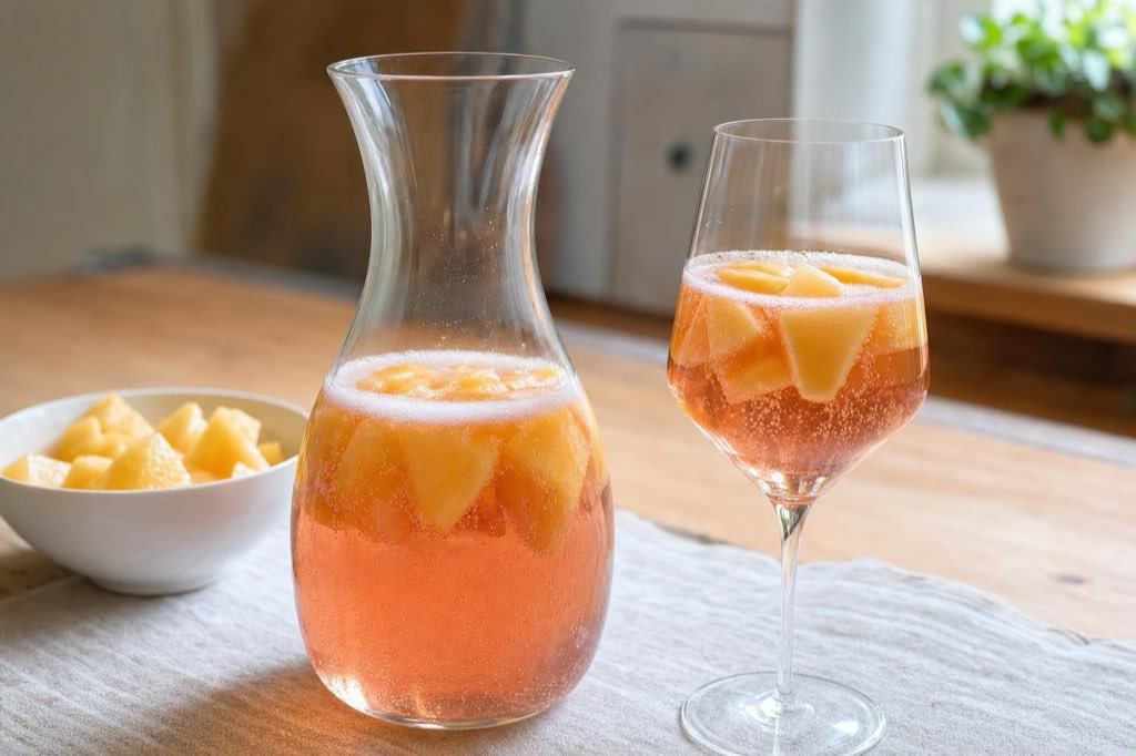 Sparkling wine cocktail with melon