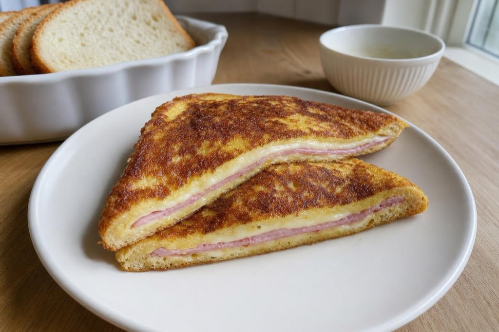 Sendvič Monte Cristo se šunkou a sýrem ve vajíčku