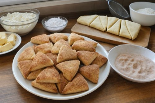 Zimtdreiecke aus Quarkteig mit Butter