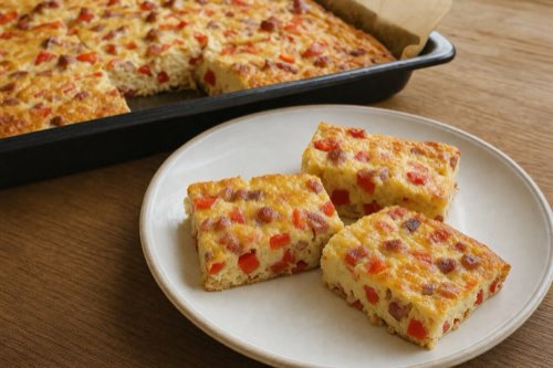 Slaný koláč so slaninou a paprikou na predjedlo