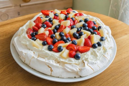 Snehová torta Pavlova s mascarpone a ovocím