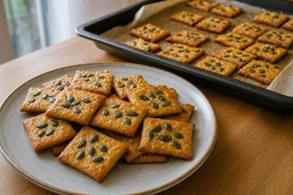 Hokkaido pumpkin crackers with spelt flour