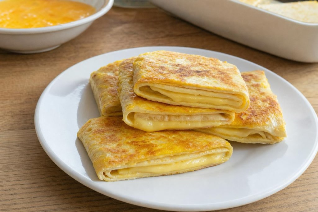 Egg-dipped cheese tortilla wraps