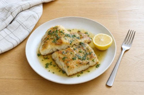 Pan-fried cod with lemon and parsley butter