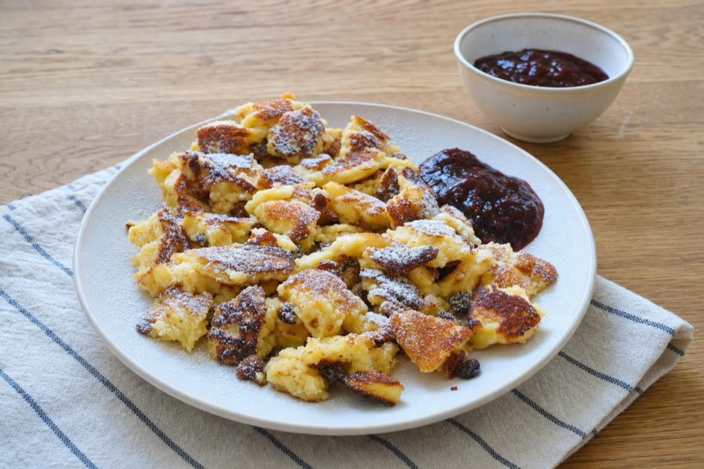 Trhanec: a fluffy shredded pancake you tear in the pan with two forks