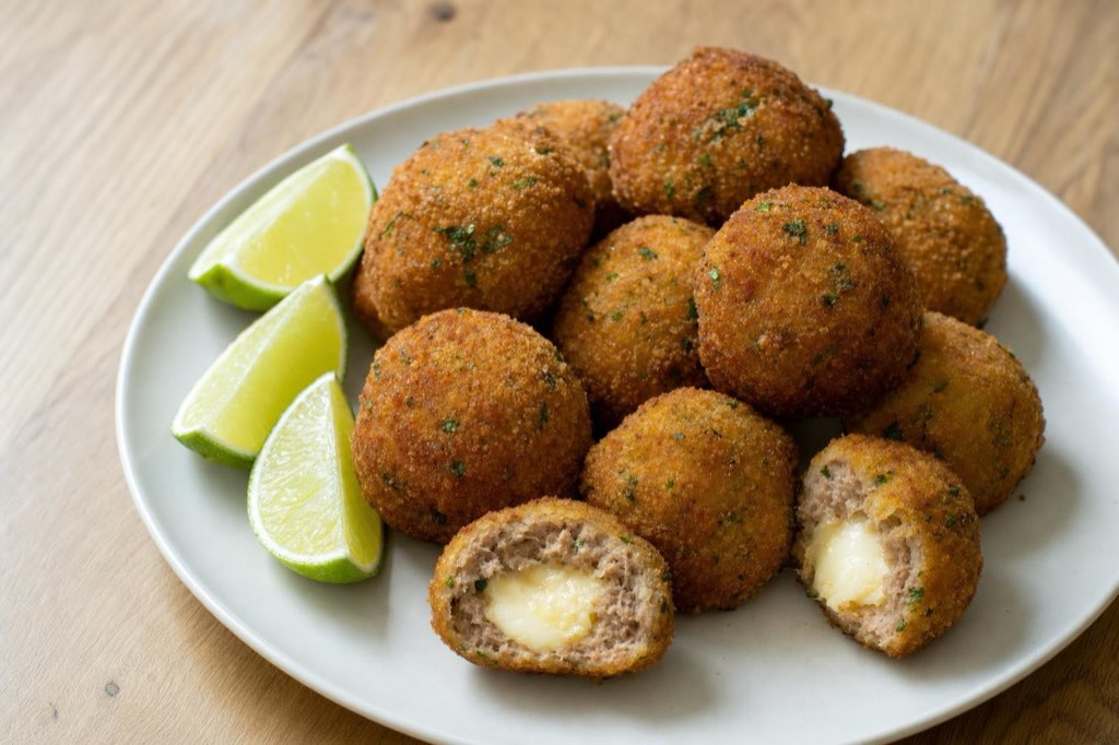 Crispy tuna and processed cheese balls