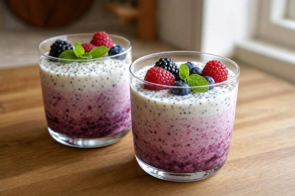 Ombré quark and berry parfaits with chia