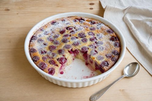 Sour cherry clafoutis: French baked dessert