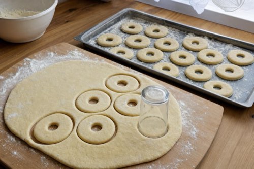 Fried kefir donuts with powdered sugar