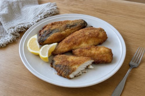 Crispy breaded pan-fried trout fillets