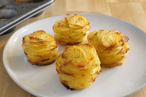 Muffin pan Parmesan potato stacks