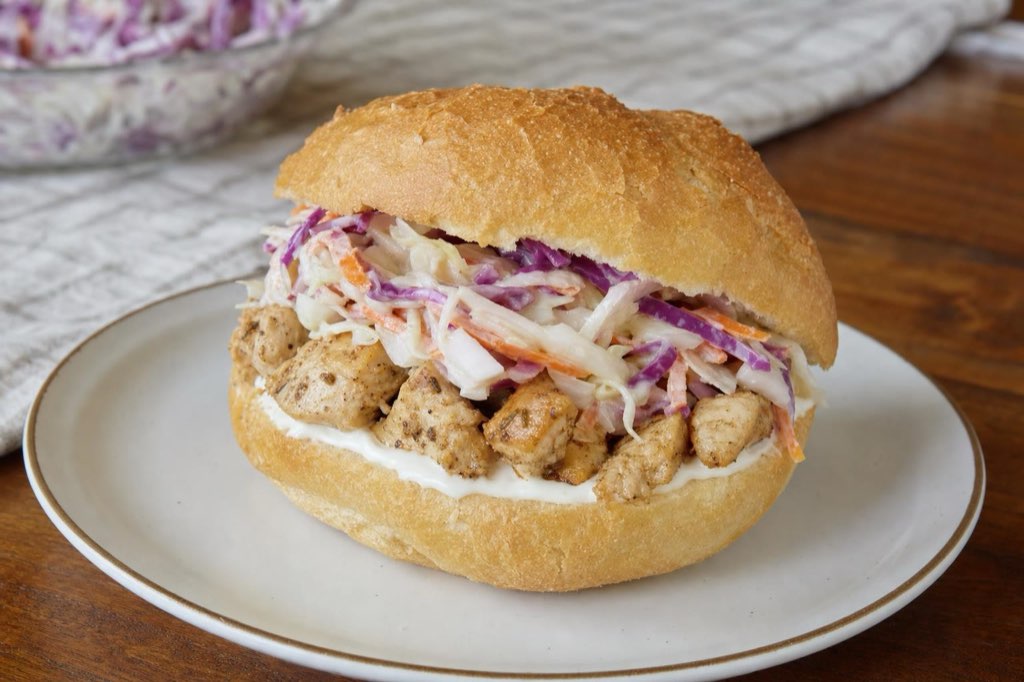 Chicken and coleslaw sandwiches